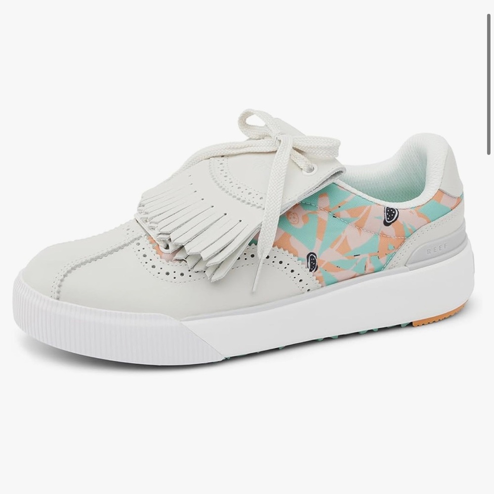 NWOB REEF Men's Onshore Pebble Golf Shoes Vintage White Floral Size 10.6 CJ6426